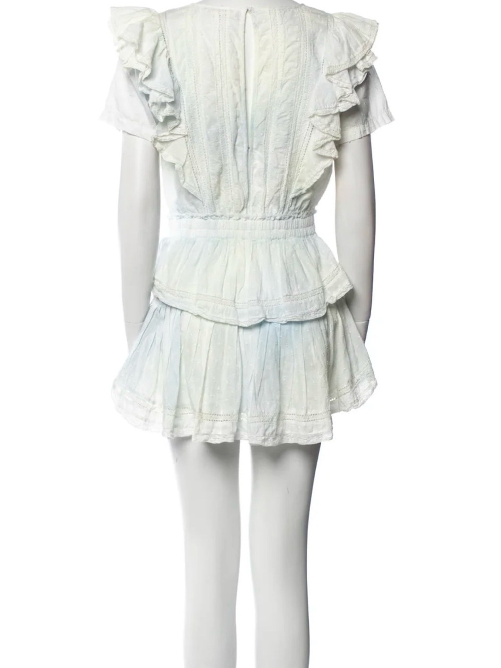 *Love shack fancy *Pastel Ruffle Tiered Mini Dress - White with Soft Pastel Hue - Picture 3 of 3